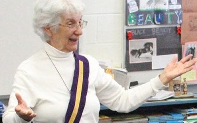 Former Lower School Librarian Discusses Alice Paul, Women’s Suffrage, and Peace Issues with Fourth Grade