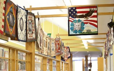 Presidential Quilt Project Display in Library