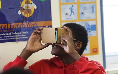 Eighth Grade French Class Travels to France with Google Cardboard’s Virtual Reality