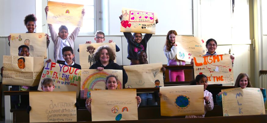 Lower School students at special MLK Meeting for Worship